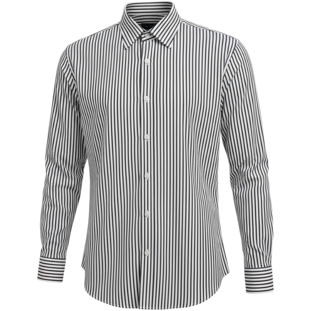BRUNELLO CUCINELLI | Navy White Stripe Cotton Luxury Basic Fit Shirt Italy | XL